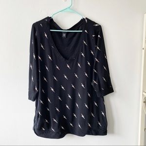 Torrid Plus Size Lightning Bolt 3/4 Sleeve Shirt